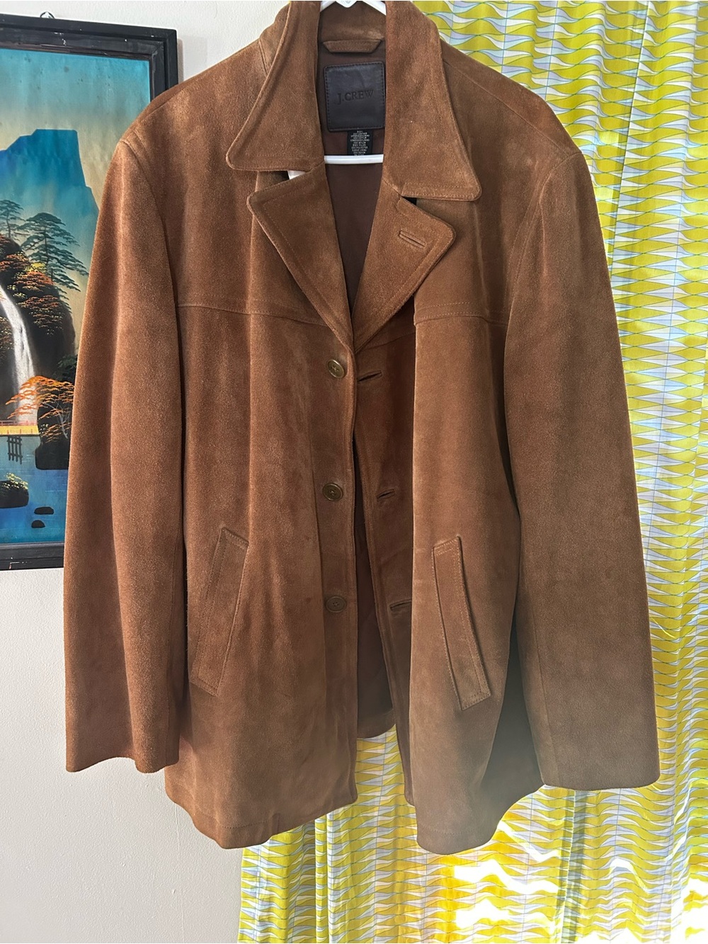 J. Crew Men's Chestnut Brown Suede Button-Up Jacket